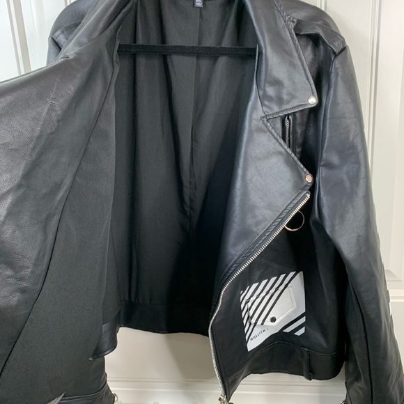 fashion nova Black Jacket Peace Race Faux Leather - Picture 8 of 12